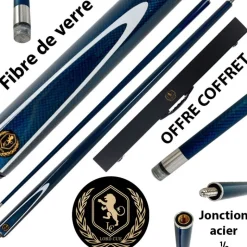 Coffret Queue en fibre Lord-Cue Bleu : perfectionnez votre jeu avec cette queue 3 en 1
