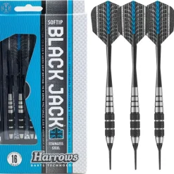 Fléchettes Harrows Black Jack 18 GK – Pointe Nylon – Lot de 3