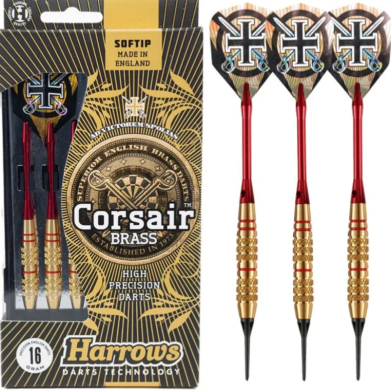 Fléchettes Harrows Corsair Rouge 16 GK – Pointe Nylon – Lot de 3