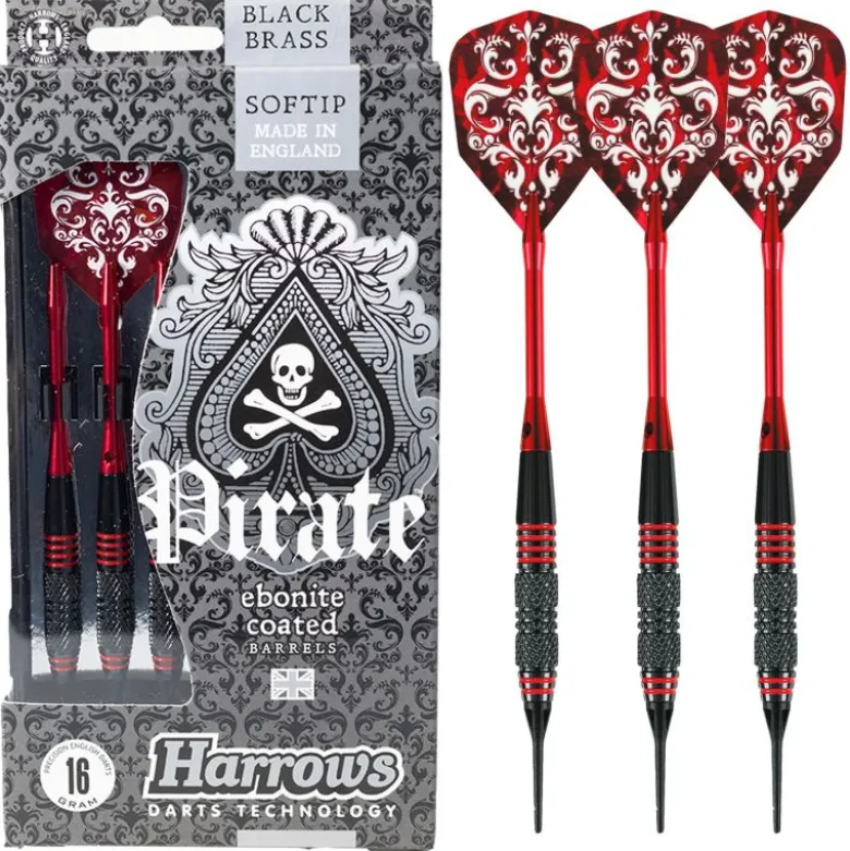Fléchettes Harrows Pirate Rouge 16 GK – Pointe Nylon – Lot de 3