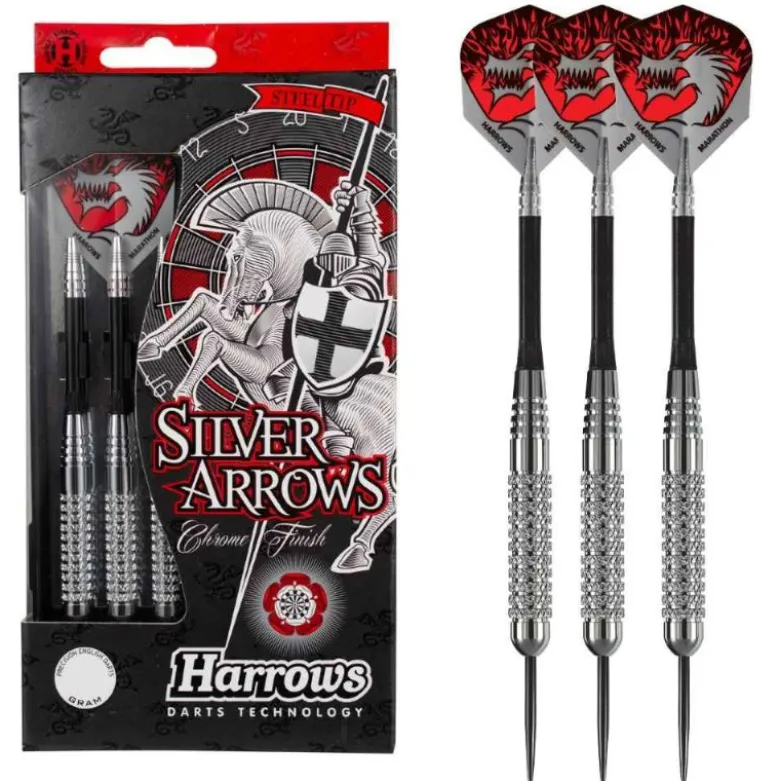 Fléchettes Harrows Silver Arrows 24 g – Pointe Acier – Lot de 3