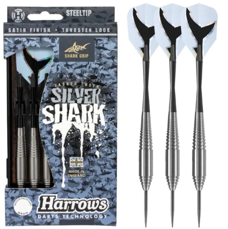 Fléchettes Harrows Silver Shark 22 g – Pointe Acier – Lot de 3