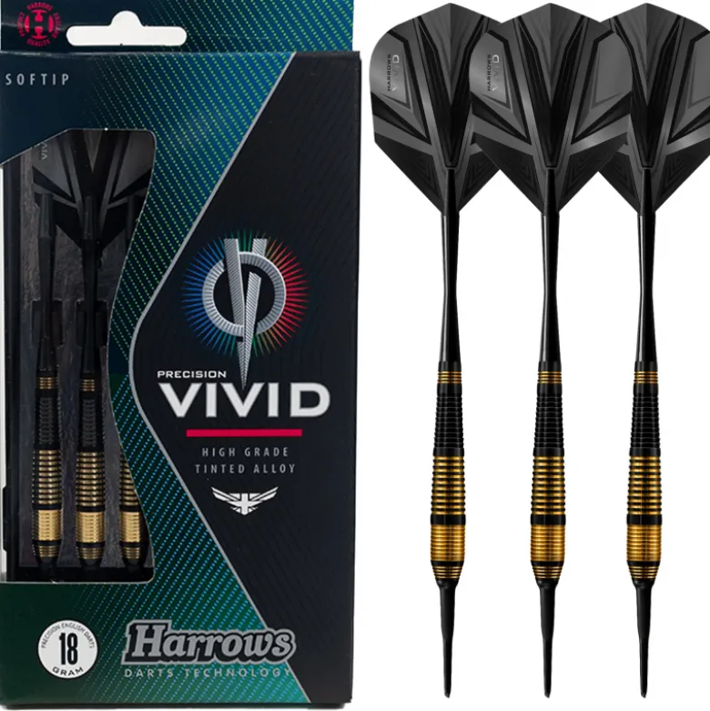 Fléchettes Harrows Vivid Noir 18 GR – Pointe Nylon – Lot de 3