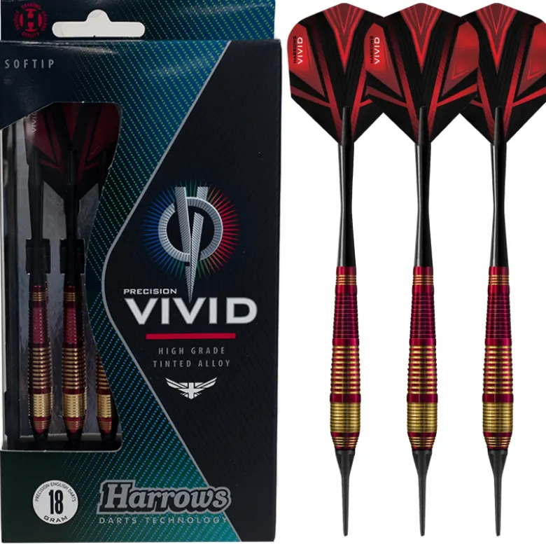Fléchettes Harrows Vivid Rouge 18 GR – Pointe Nylon – Lot de 3