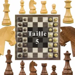 Jeu Échec Staunton 45cm Buis/Acacia Haut de Gamme en Bois Massif