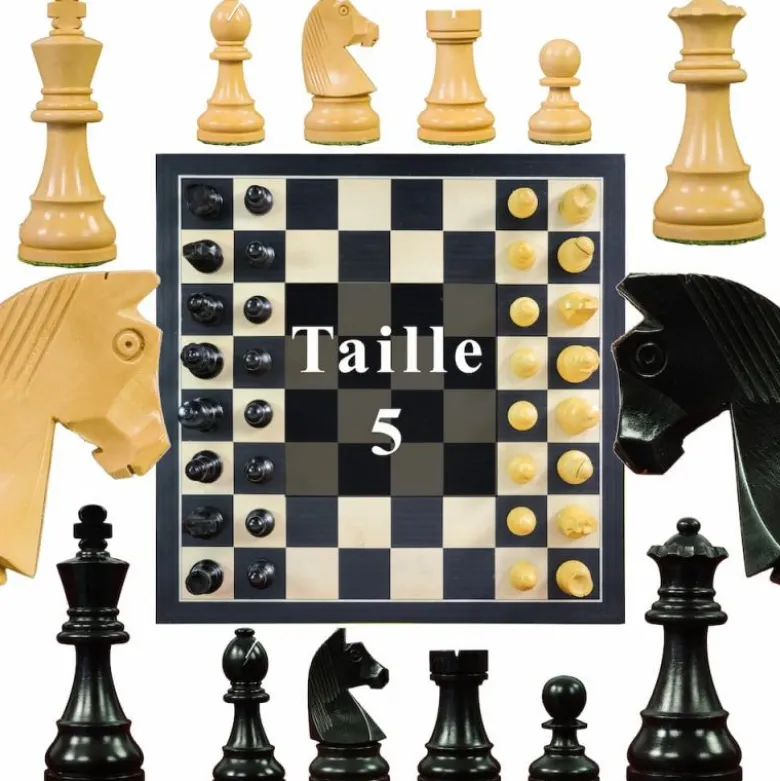 Jeu Échec Staunton 45cm Buis Ebene, Haut de Gamme en Bois Massif