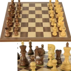 Jeu Échec Zagreb 45 cm Buis/ Acacia en Bois Massif