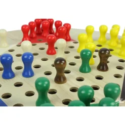 Jeu Dames Chinoises + Jeu du Moulin, 2 énormes succès sur 1 seul plateau en bois