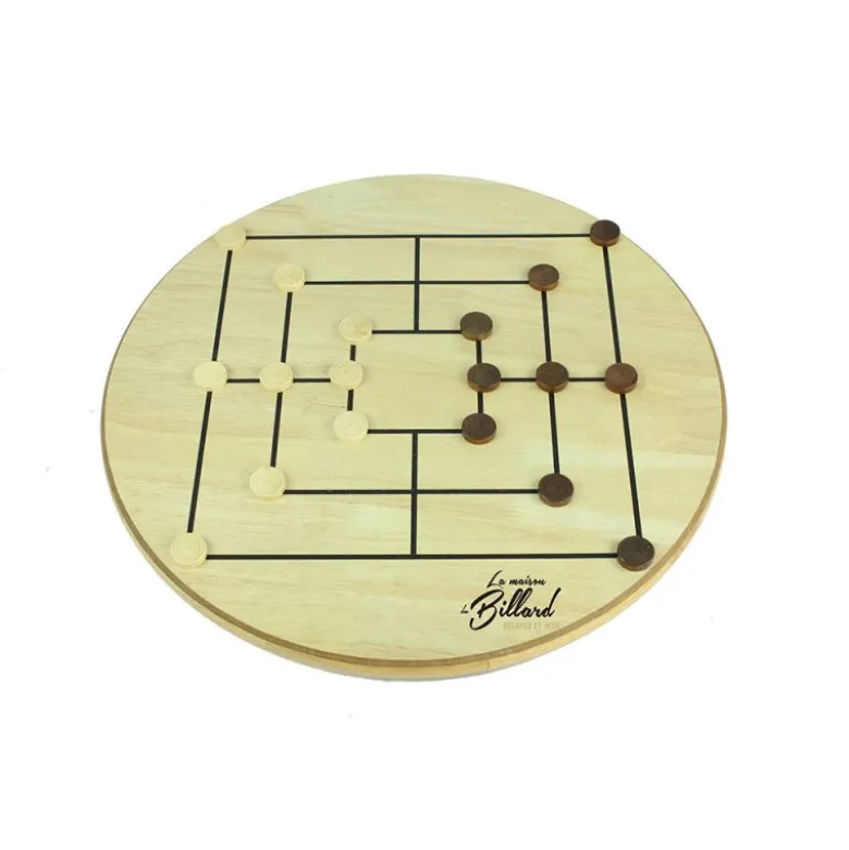 Jeu Dames Chinoises + Jeu du Moulin, 2 énormes succès sur 1 seul plateau en bois