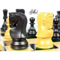 Jeu d’échecs Zagreb, 40 cm en Finition ébène et buis, marqueterie haut de gamme