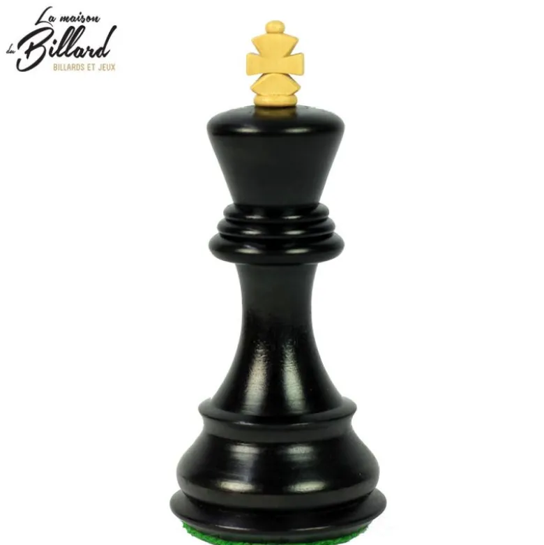 Jeu d’échecs Zagreb, 40 cm en Finition ébène et buis, marqueterie haut de gamme