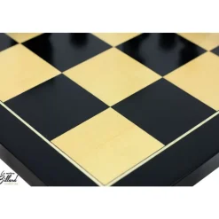 Jeu d’échecs Zagreb, 40 cm en Finition ébène et buis, marqueterie haut de gamme