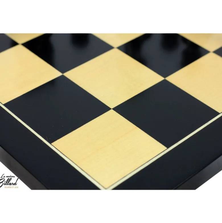 Jeu d’échecs Zagreb, 40 cm en Finition ébène et buis, marqueterie haut de gamme
