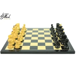 Jeu d’échecs Zagreb, 40 cm en Finition ébène et buis, marqueterie haut de gamme