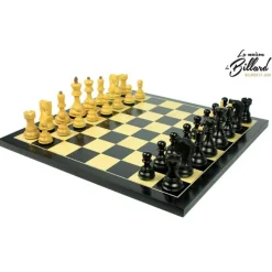 Jeu d’échecs Zagreb – 45 cm – Finition ébène et buis, marqueterie haut de gamme