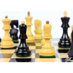 Jeu d’échecs Zagreb – 45 cm – Finition ébène et buis, marqueterie haut de gamme