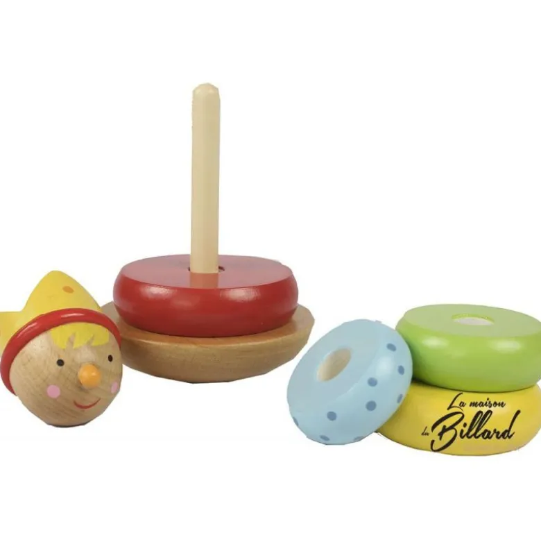 Jouet Culbuto en Bois avec Rondins d'Empilement et Tête de Petit Prince