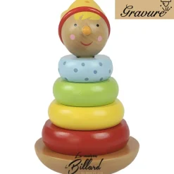 Jouet Culbuto en Bois avec Rondins d'Empilement et Tête de Petit Prince