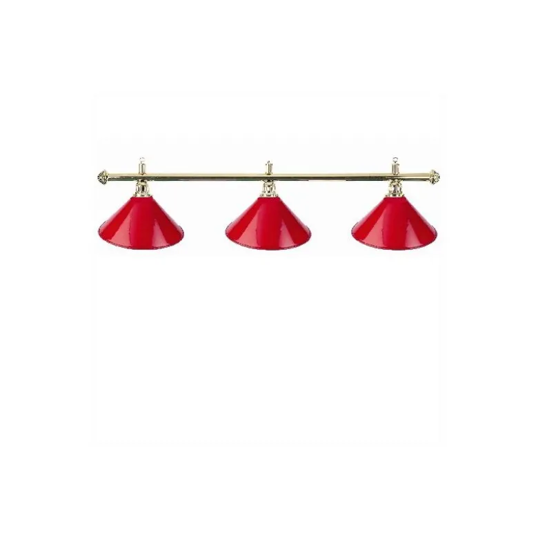 Luminaire 3 globes métal rouge barre laiton