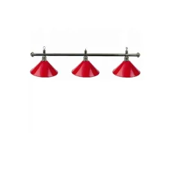 Luminaire 3 globes métal rouge barre chrome