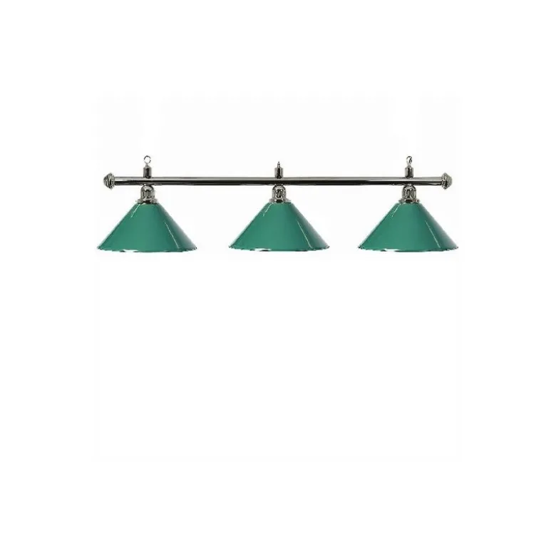 Luminaire 3 globes métal vert barre chrome