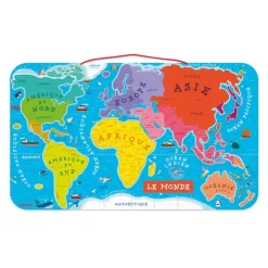 Puzzle en bois magnétique carte du monde