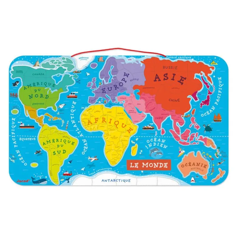 Puzzle en bois magnétique carte du monde
