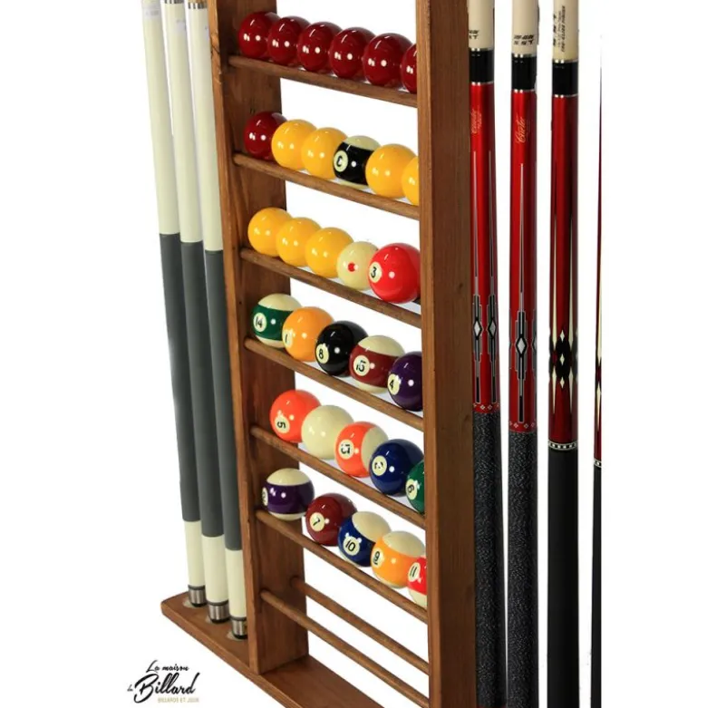 Rangement Boules de billard et Queues de billard (pin rustique finition teinté)