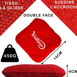 Sac rouge bi-matières pour cornhole grand modèle