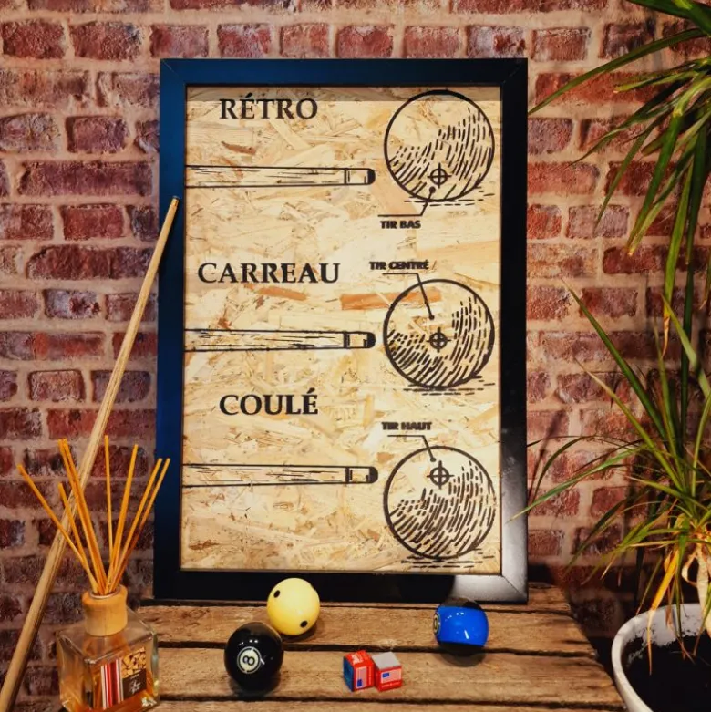 TABLEAU DECO BILLARD 3 COUPS (Fabrication Artisanale Française)
