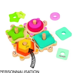 Tortues Puzzle Formes - Jouet en bois Éducatif pour Éveiller les Sens des Enfants