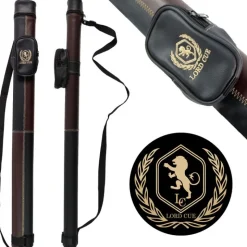 Tube rangement½ queue billard cuir noir et marron