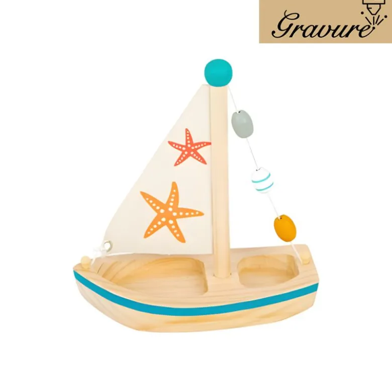 Voilier Aquatique - jouet de bain en bois premier âge